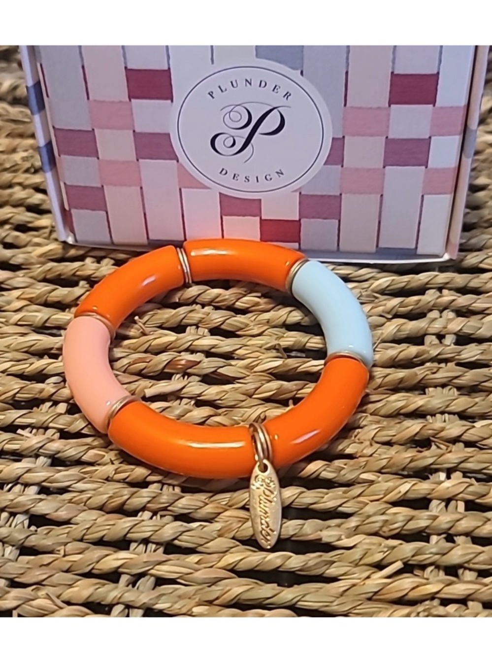 NWT ♥️ Colorblock Resin Bangle Bracelet - Coral, Light Blue & Pink
